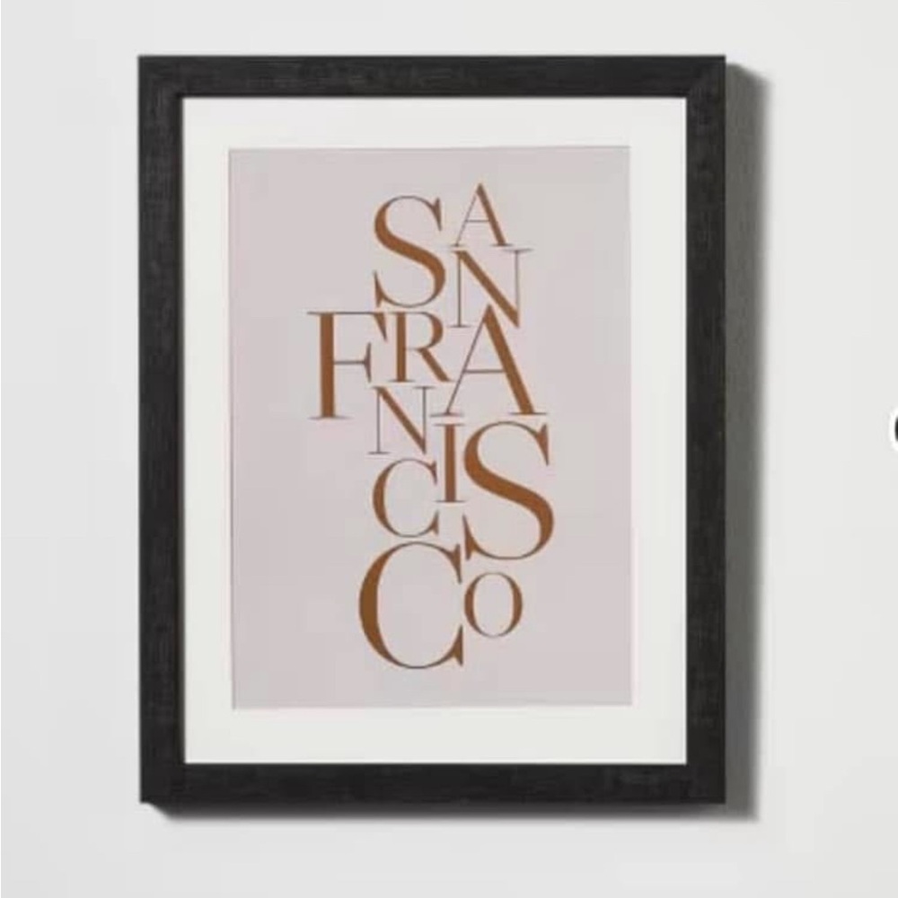 San Francisco Typography Wall Art in Black Frame